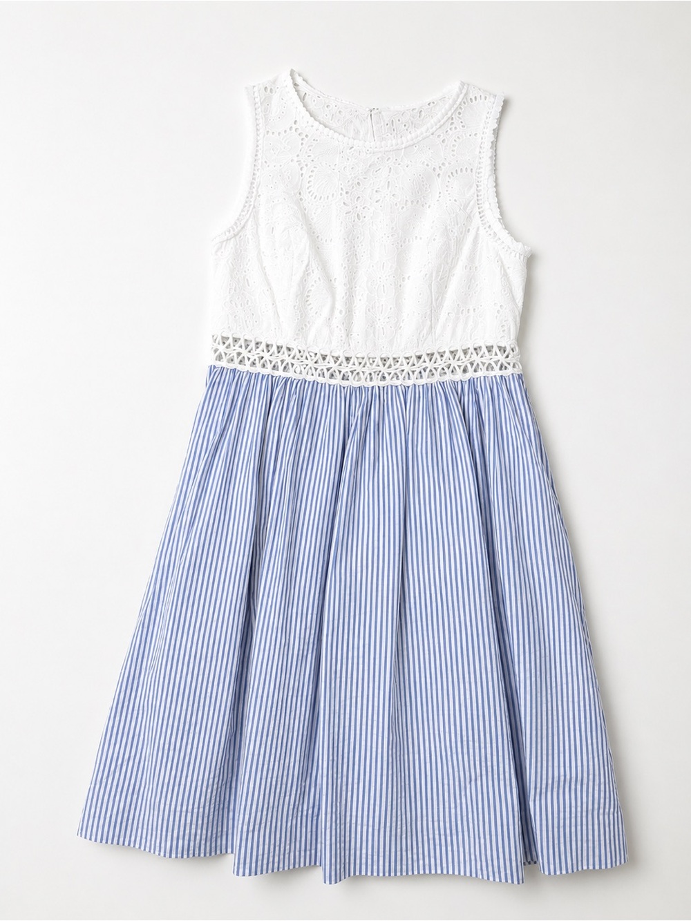 Lilly Pulitzer Seersucker Stripe Eyelet Fit & Flare Dress Size 2 - Picture 12 of 16